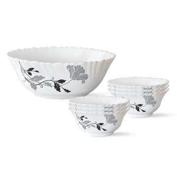 Elegant White Floral Pattern Ceramic Mixing Bowl Set