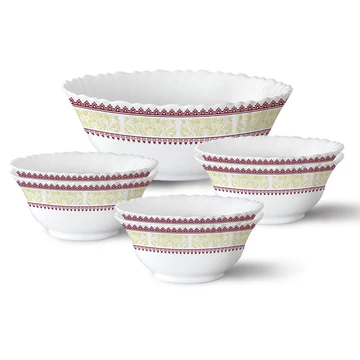 Elegant Set of 4 White Ceramic Decorative Bowls